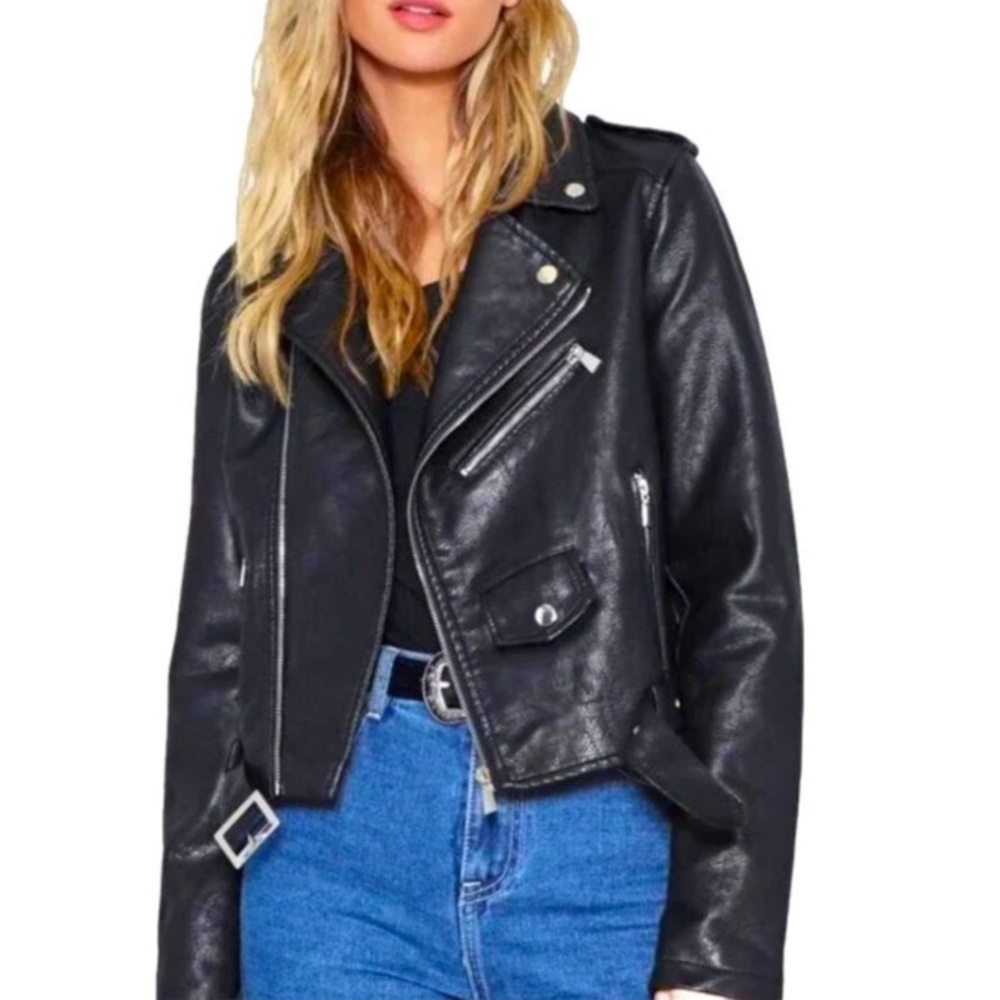 Faux Leather Moto Jacket